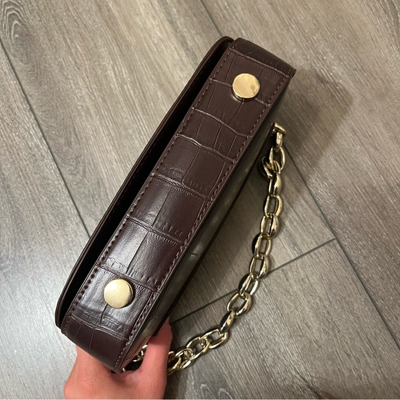 Zara brown shoulder bag with gold chain strap - Picture 5 of 5